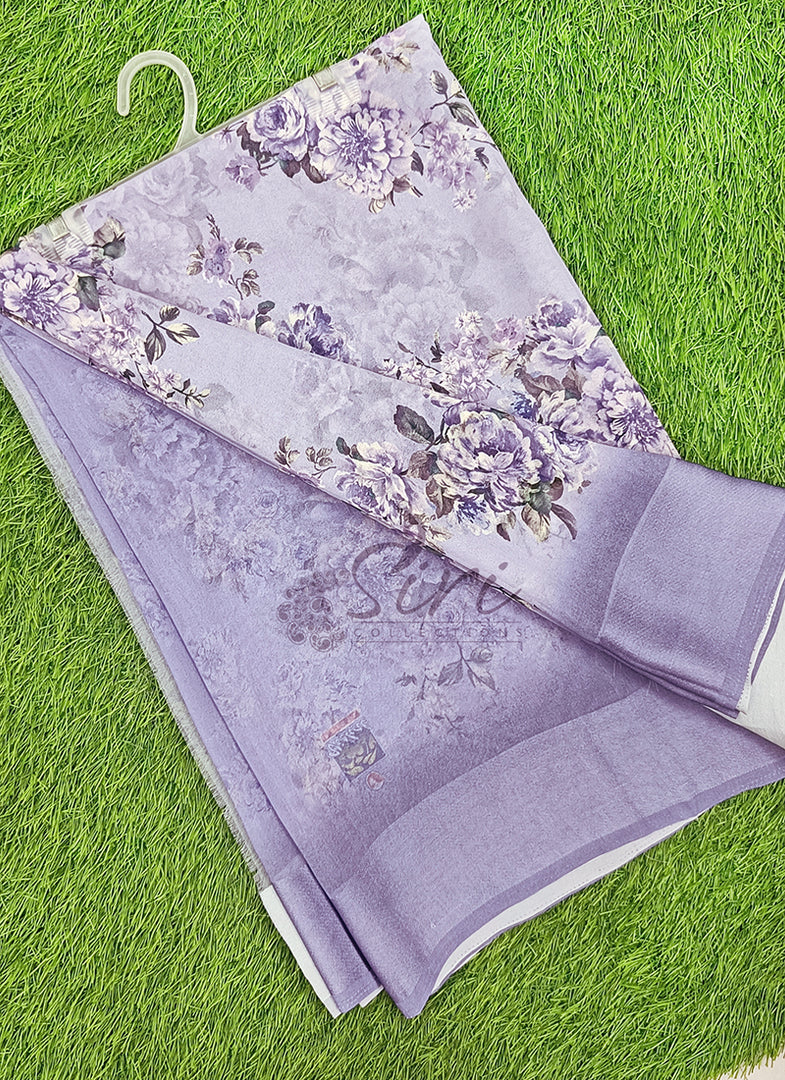 Lovely Digital Print Georgette Saree in Satin Borders