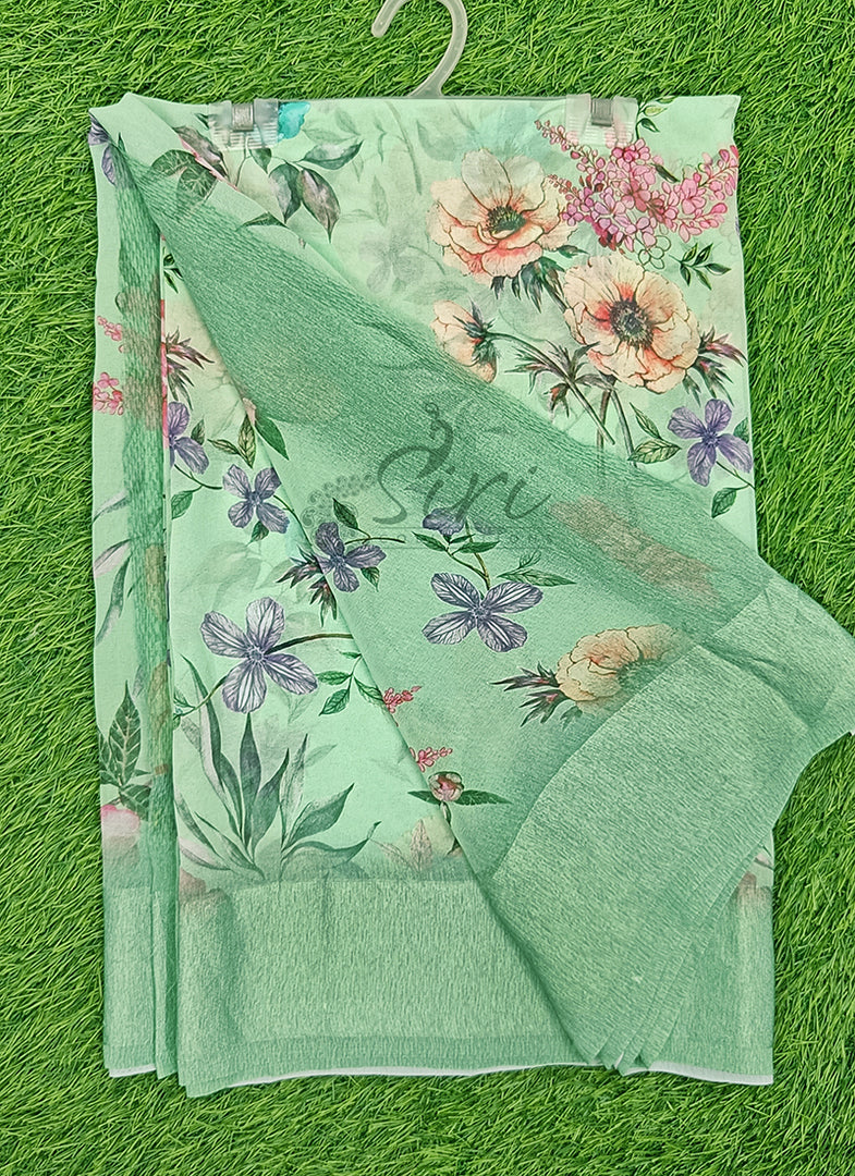 Lovely Digital Print Georgette Saree in Satin Borders