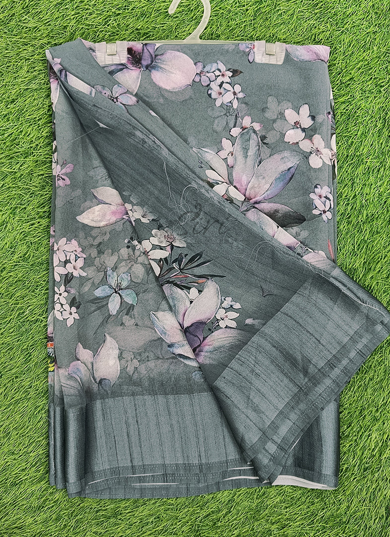 Lovely Digital Print Georgette Saree in Satin Borders