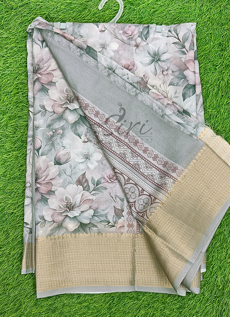 Lovely Digital Print Moss Georgette Saree