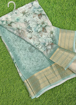Load image into Gallery viewer, Lovely Digital Print Moss Georgette Saree