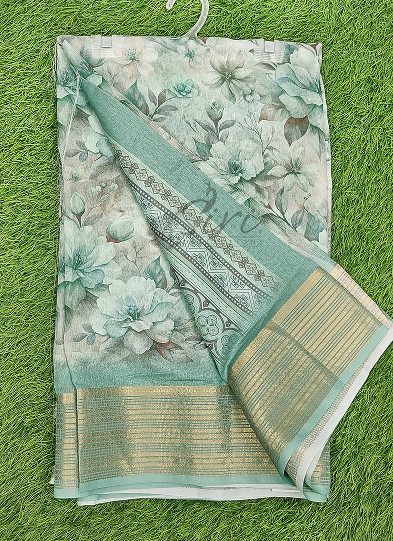 Lovely Digital Print Moss Georgette Saree