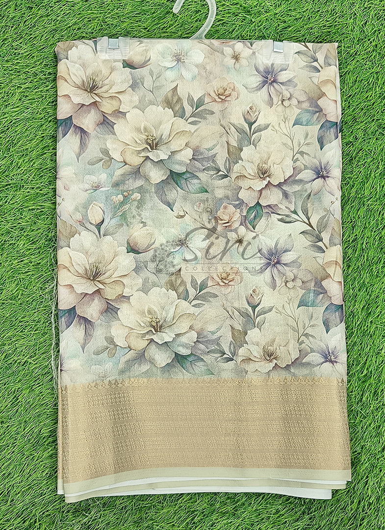 Lovely Digital Print Moss Georgette Saree