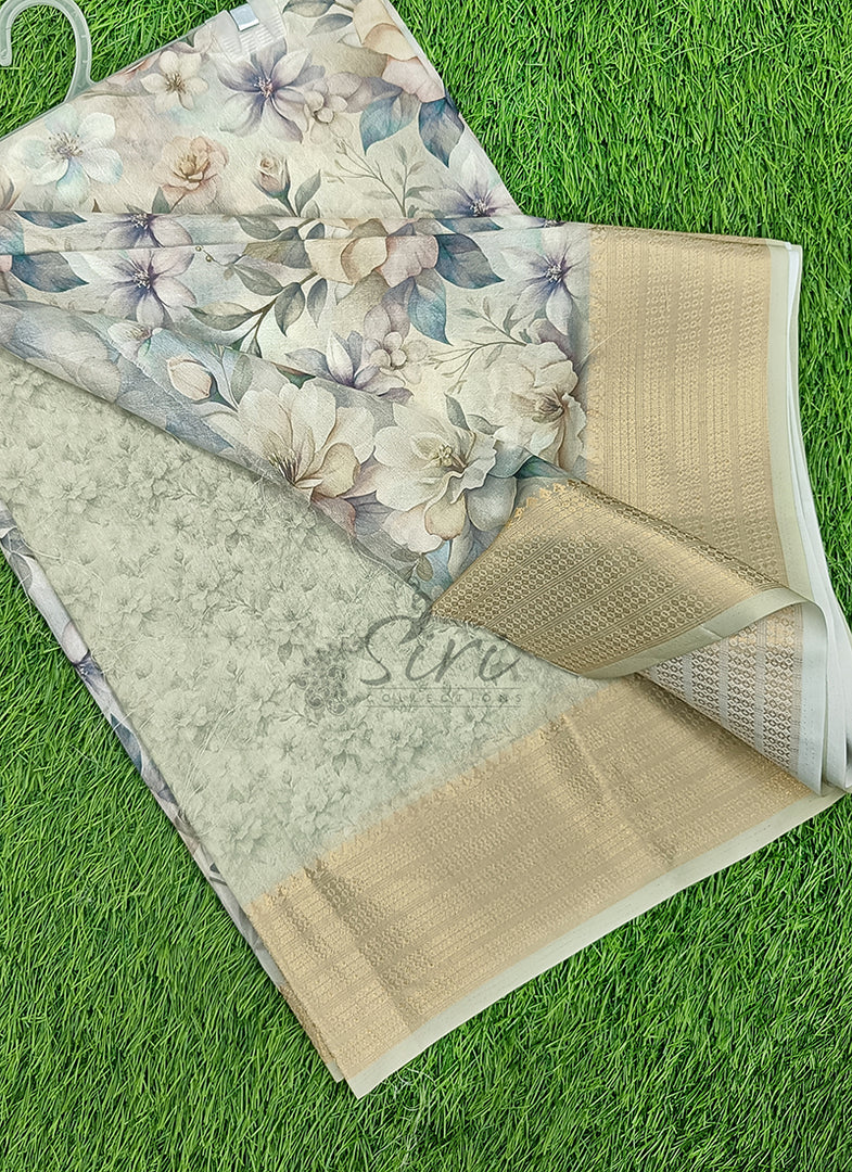 Lovely Digital Print Moss Georgette Saree