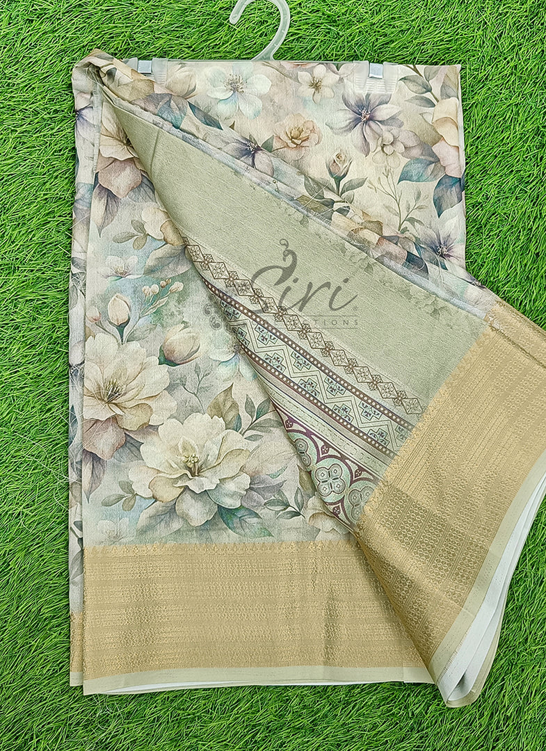 Lovely Digital Print Moss Georgette Saree