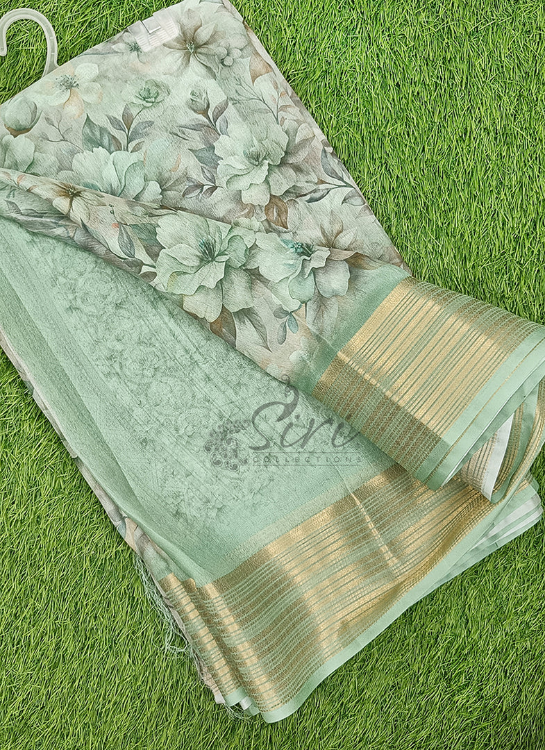 Lovely Digital Print Moss Georgette Saree