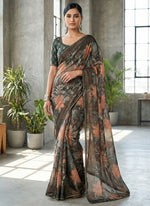 Load image into Gallery viewer, Beautiful Printed Brasso Saree