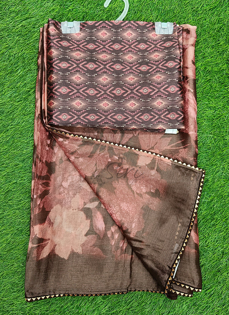 Beautiful Printed Brasso Saree