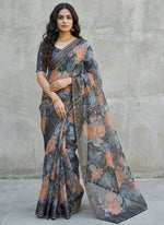 Load image into Gallery viewer, Beautiful Printed Brasso Saree