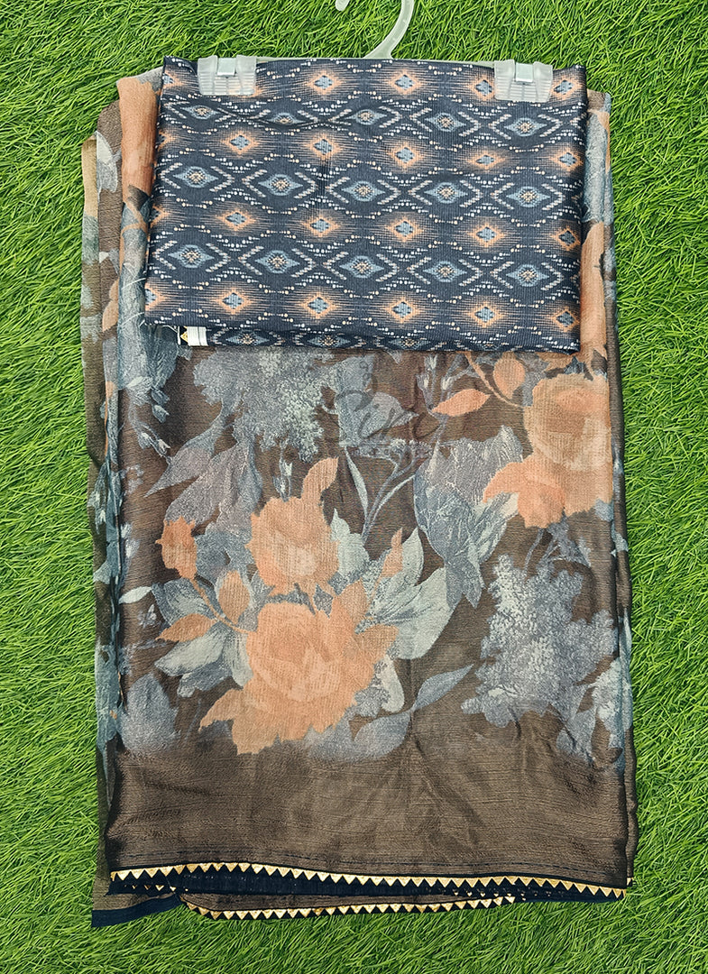 Beautiful Printed Brasso Saree