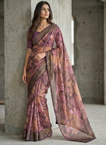 Load image into Gallery viewer, Beautiful Printed Brasso Saree