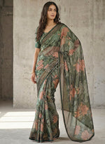 Load image into Gallery viewer, Beautiful Printed Brasso Saree