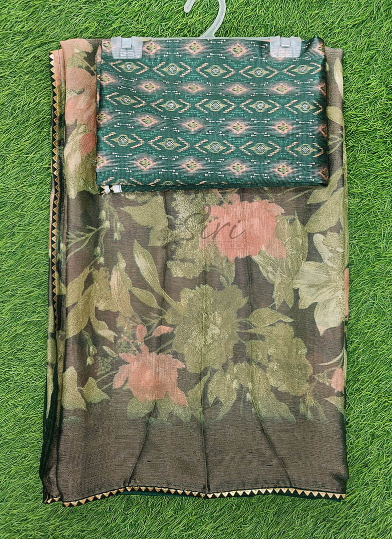 Beautiful Printed Brasso Saree