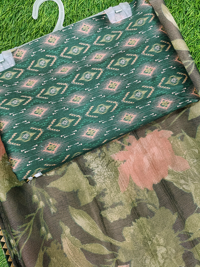 Beautiful Printed Brasso Saree