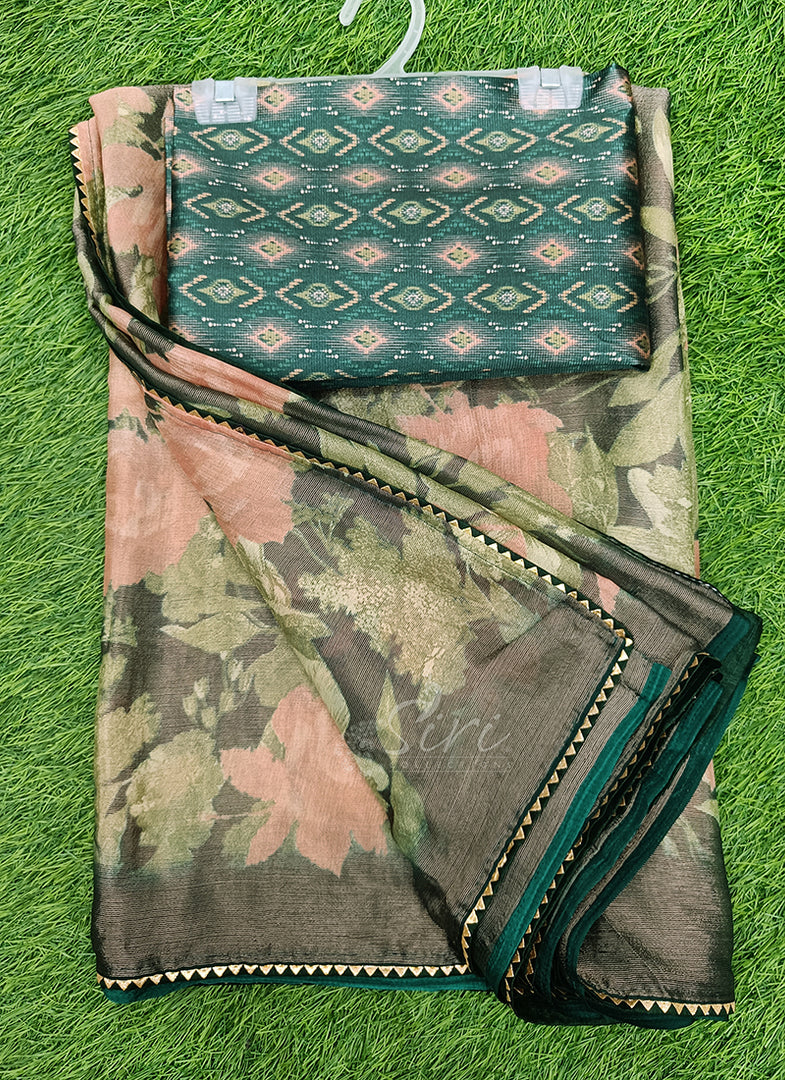 Beautiful Printed Brasso Saree