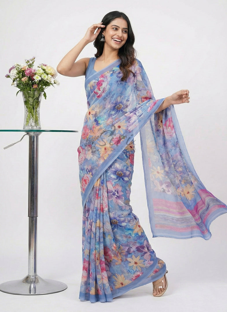 Lovely Digital Print Georgette Saree