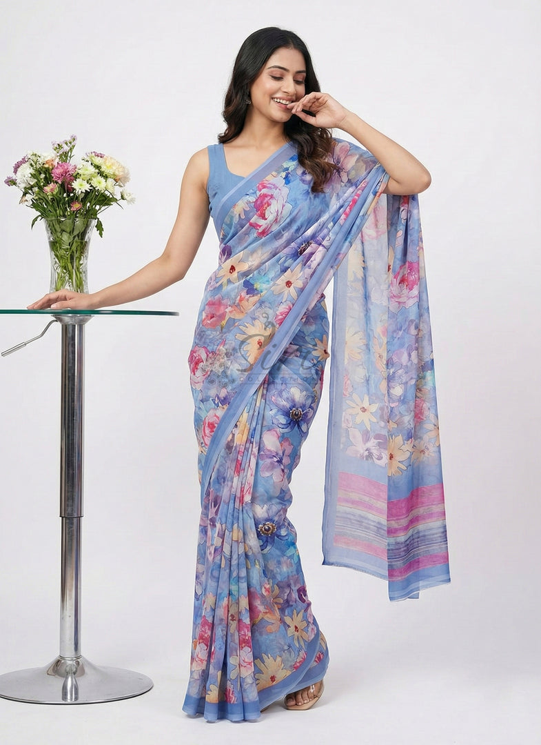 Lovely Digital Print Georgette Saree