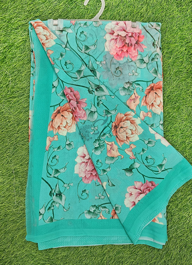 Lovely Digital Print Georgette Saree