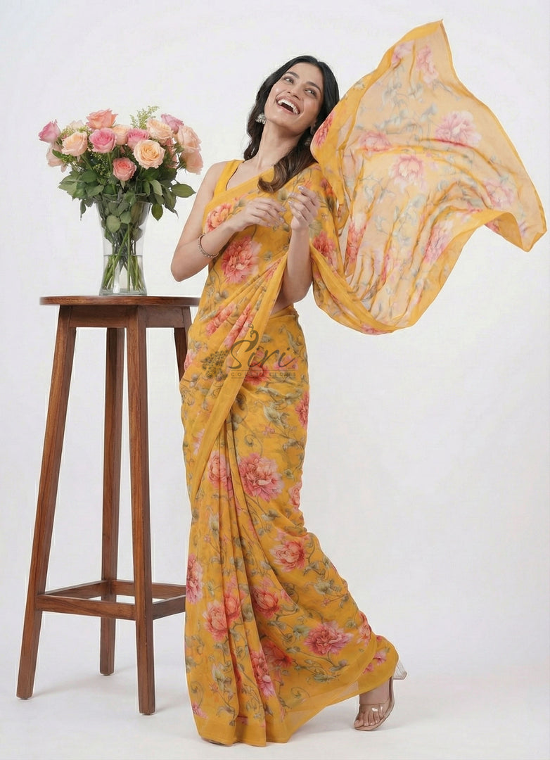 Lovely Digital Print Georgette Saree