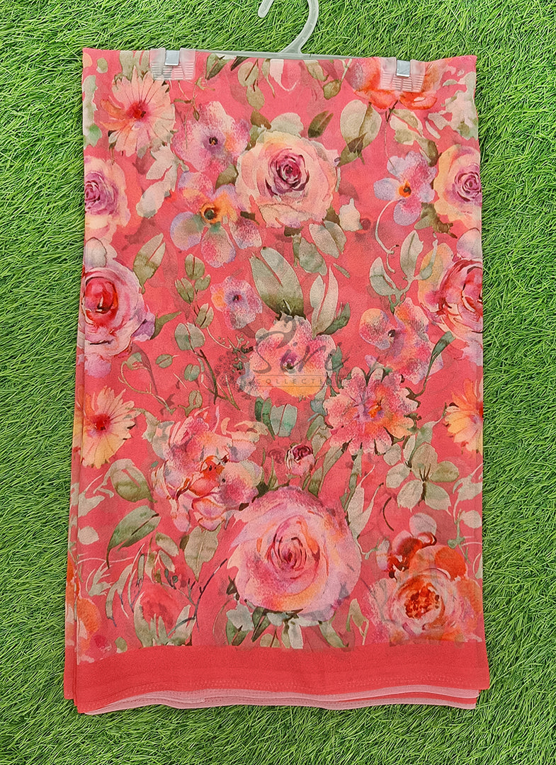 Lovely Digital Print Georgette Saree