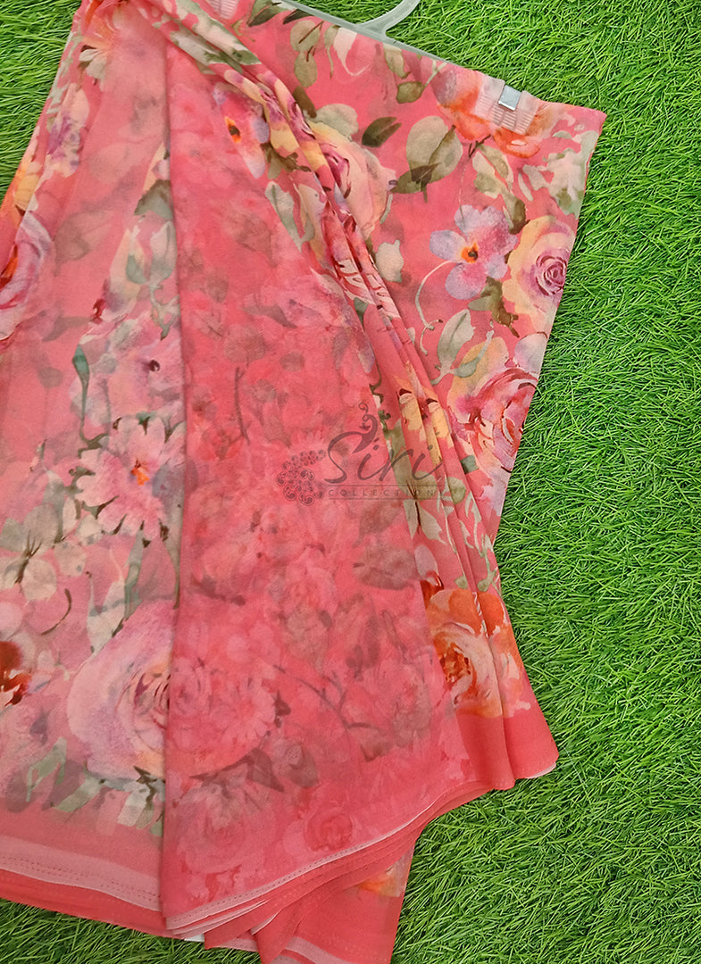 Lovely Digital Print Georgette Saree