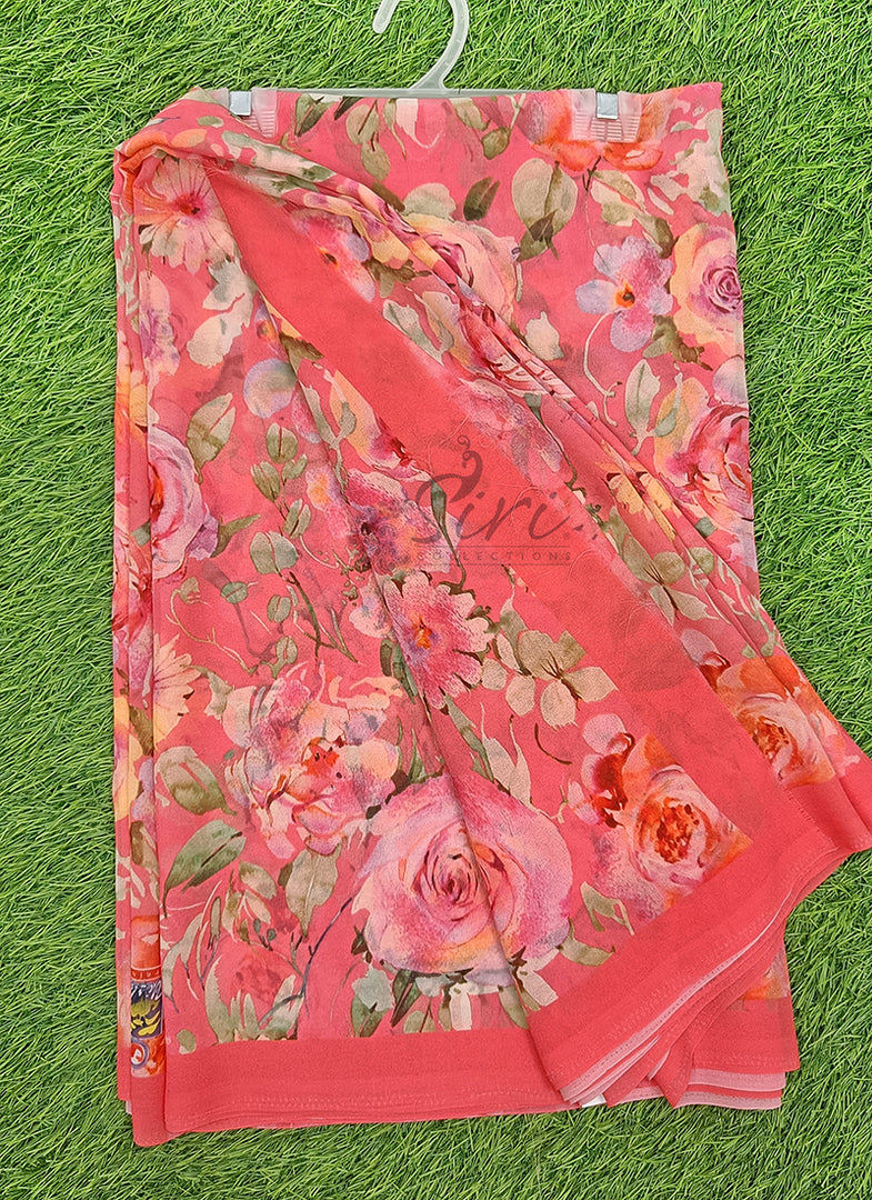 Lovely Digital Print Georgette Saree