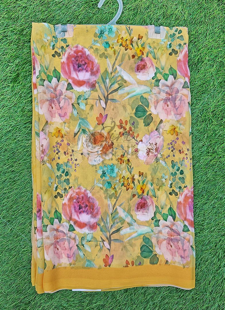 Lovely Digital Print Georgette Saree