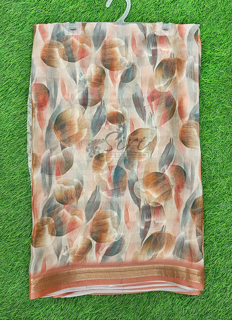 Lovely Digital Print Moss Georgette Saree