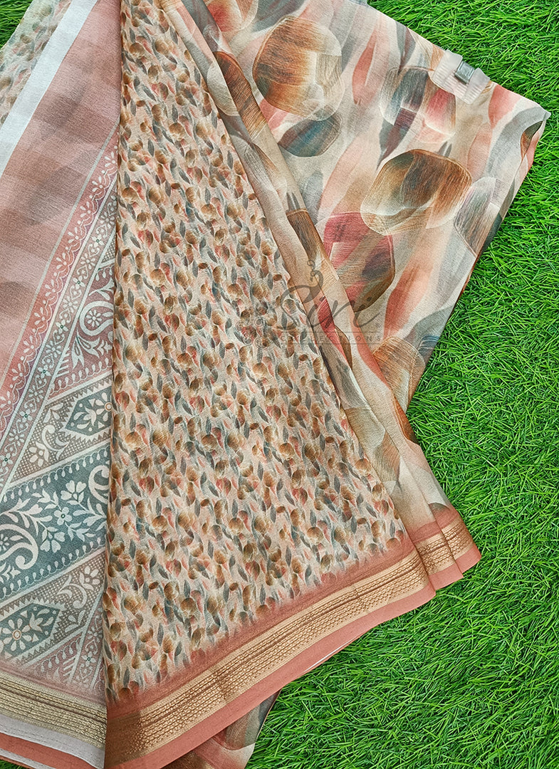 Lovely Digital Print Moss Georgette Saree