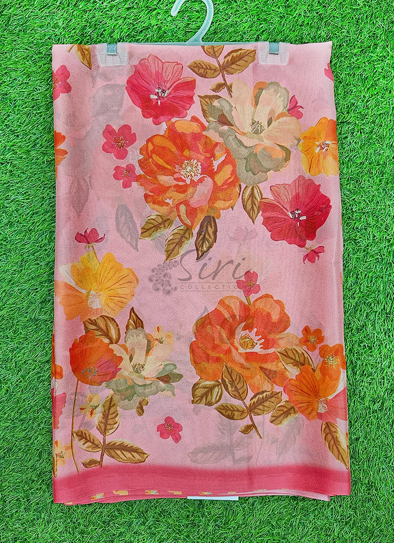Latest Digital Print Crepe Georgette Saree