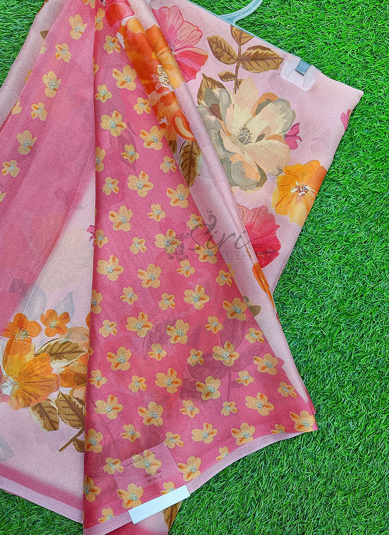 Latest Digital Print Crepe Georgette Saree