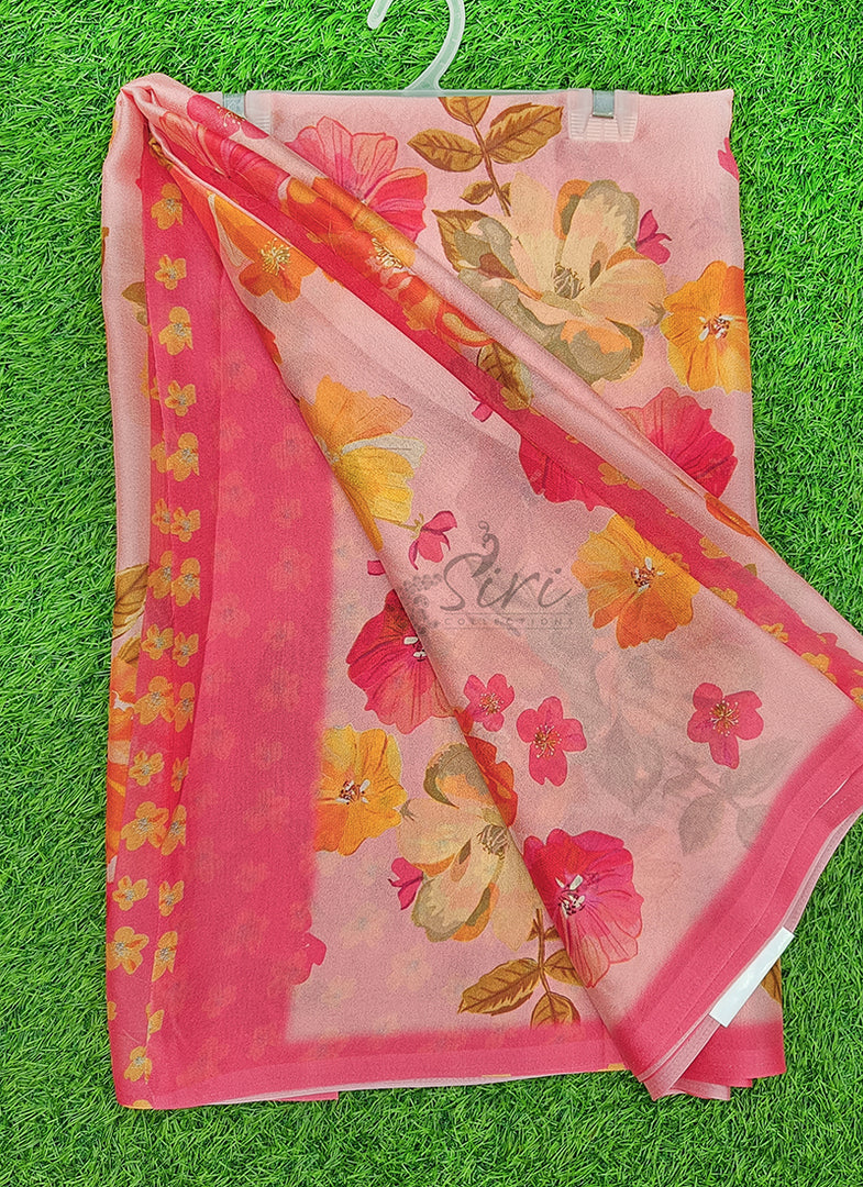 Latest Digital Print Crepe Georgette Saree
