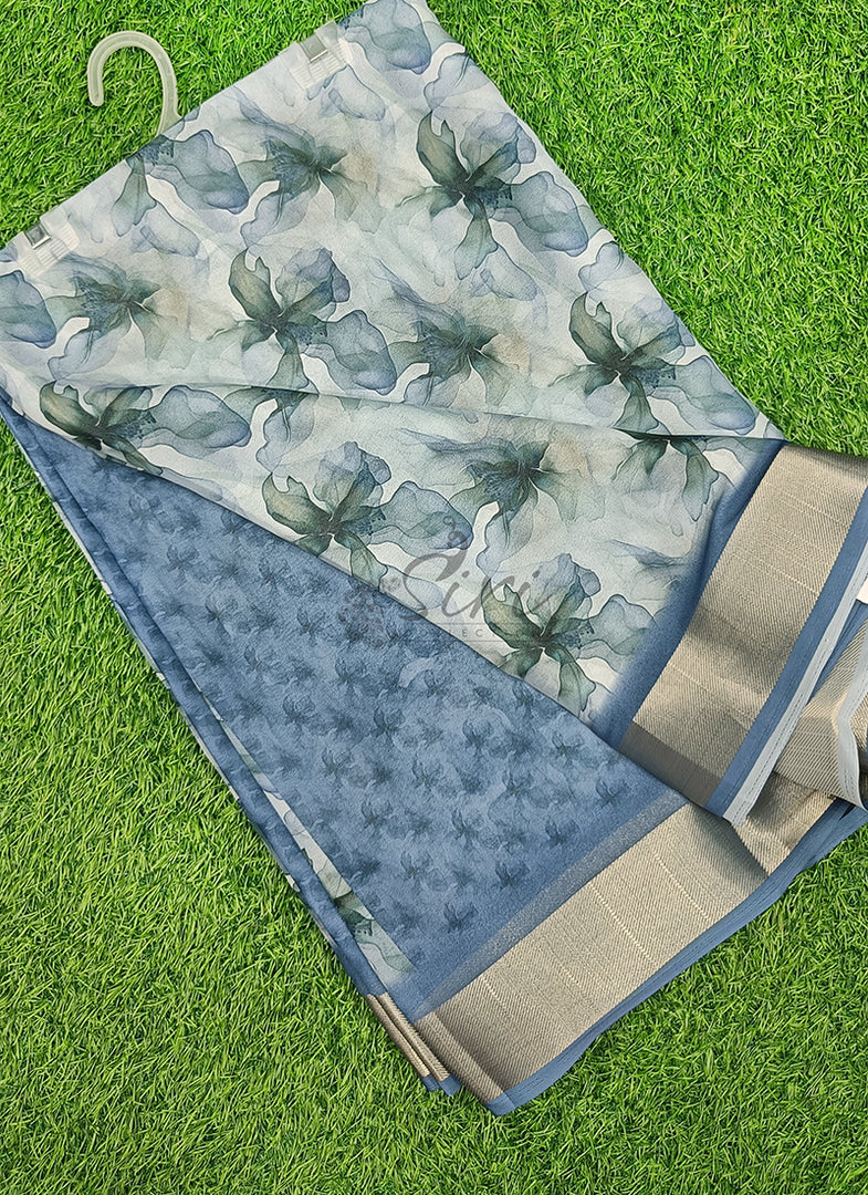 Lovely Digital Print Moss Georgette Saree