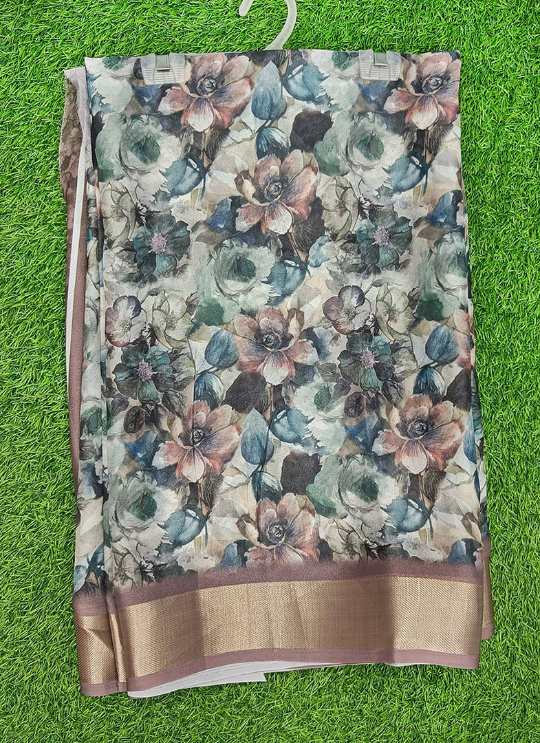 Lovely Digital Print Moss Georgette Saree