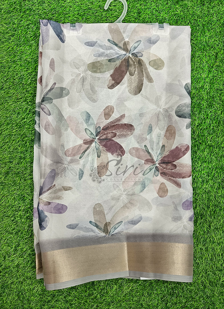 Lovely Digital Print Moss Georgette Saree