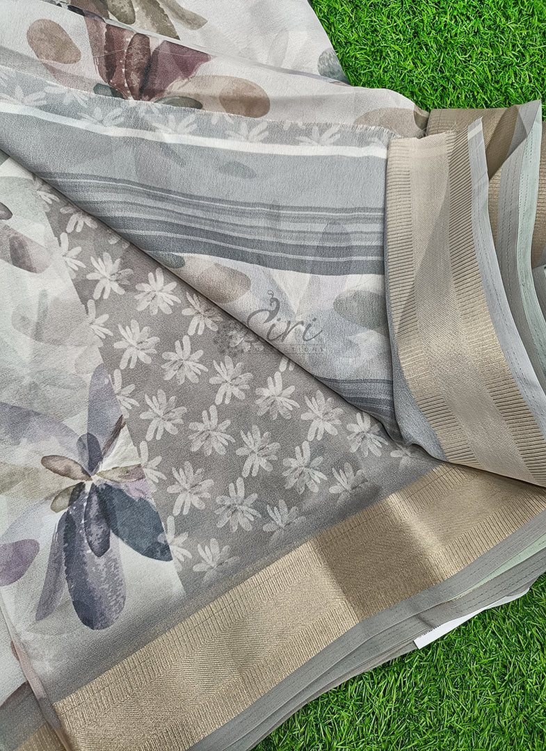 Lovely Digital Print Moss Georgette Saree
