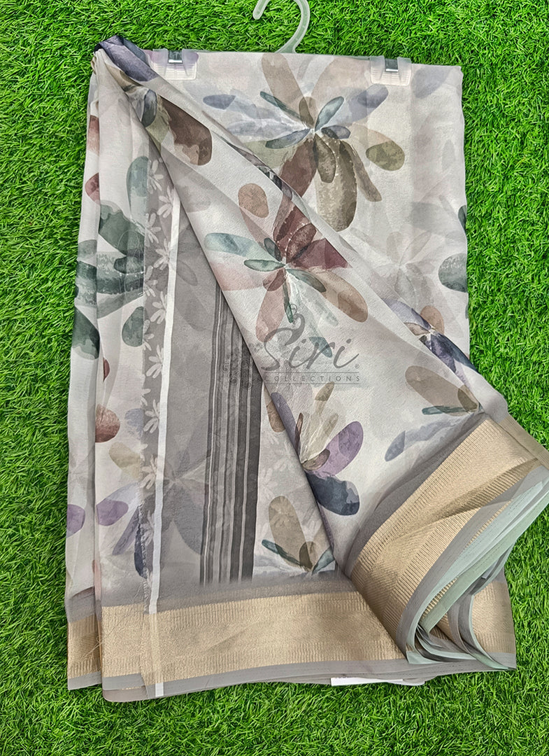 Lovely Digital Print Moss Georgette Saree