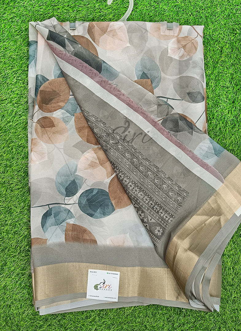 Lovely Digital Print Moss Georgette Saree