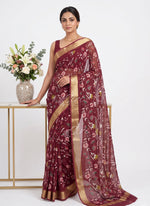 Load image into Gallery viewer, Beautiful Printed Moss Georgette Saree