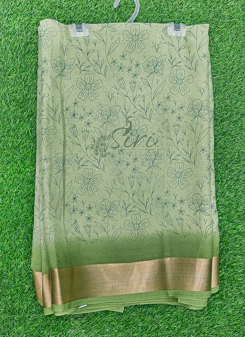 Beautiful Printed Moss Georgette Saree