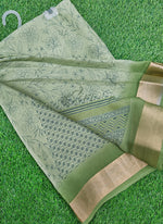 Load image into Gallery viewer, Beautiful Printed Moss Georgette Saree