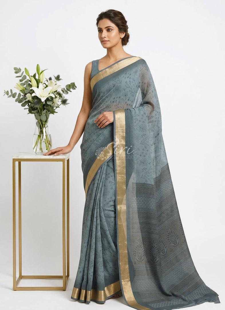 Beautiful Printed Moss Georgette Saree