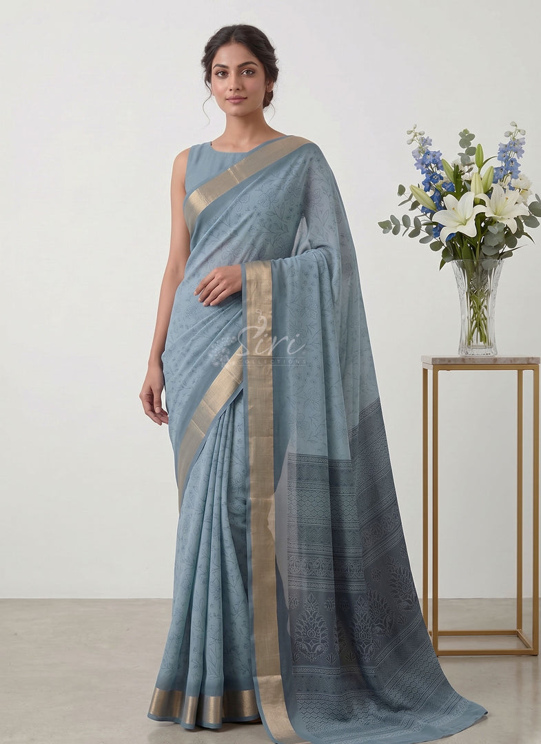 Beautiful Printed Moss Georgette Saree