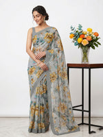 Load image into Gallery viewer, Latest Beautiful Digital Print Floral Georgette Saree