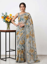 Load image into Gallery viewer, Latest Beautiful Digital Print Floral Georgette Saree