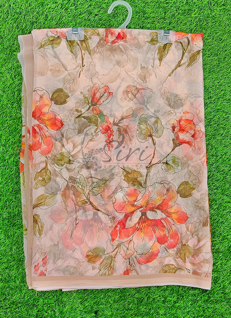 Latest Beautiful Digital Print Floral Georgette Saree
