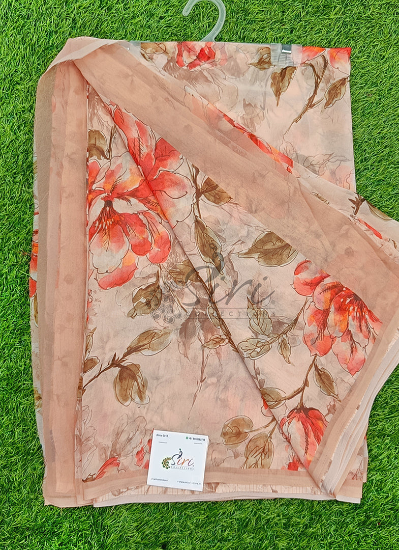 Latest Beautiful Digital Print Floral Georgette Saree