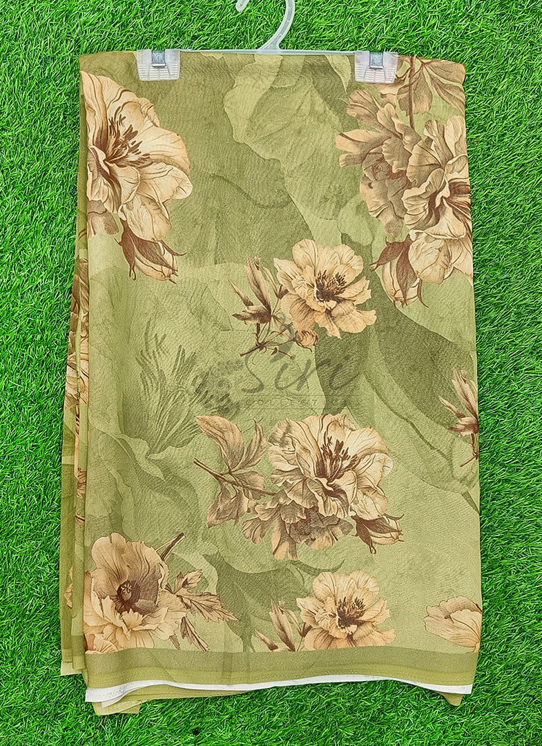 Latest Beautiful Digital Print Floral Georgette Saree
