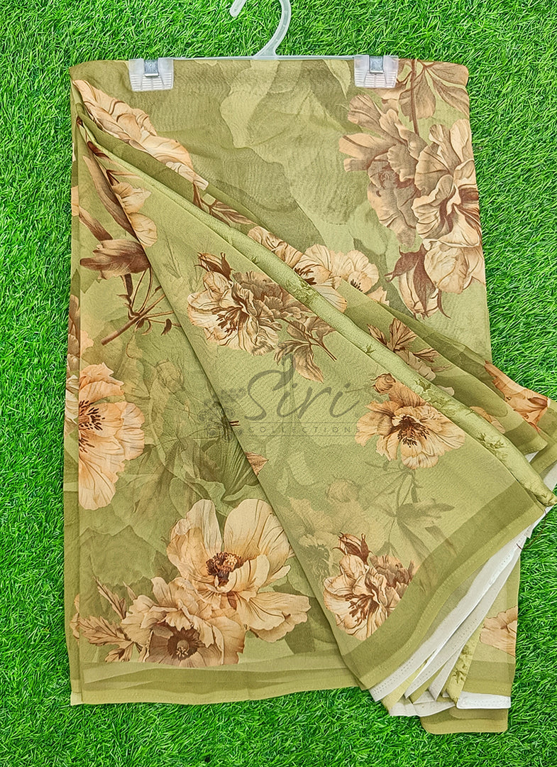 Latest Beautiful Digital Print Floral Georgette Saree