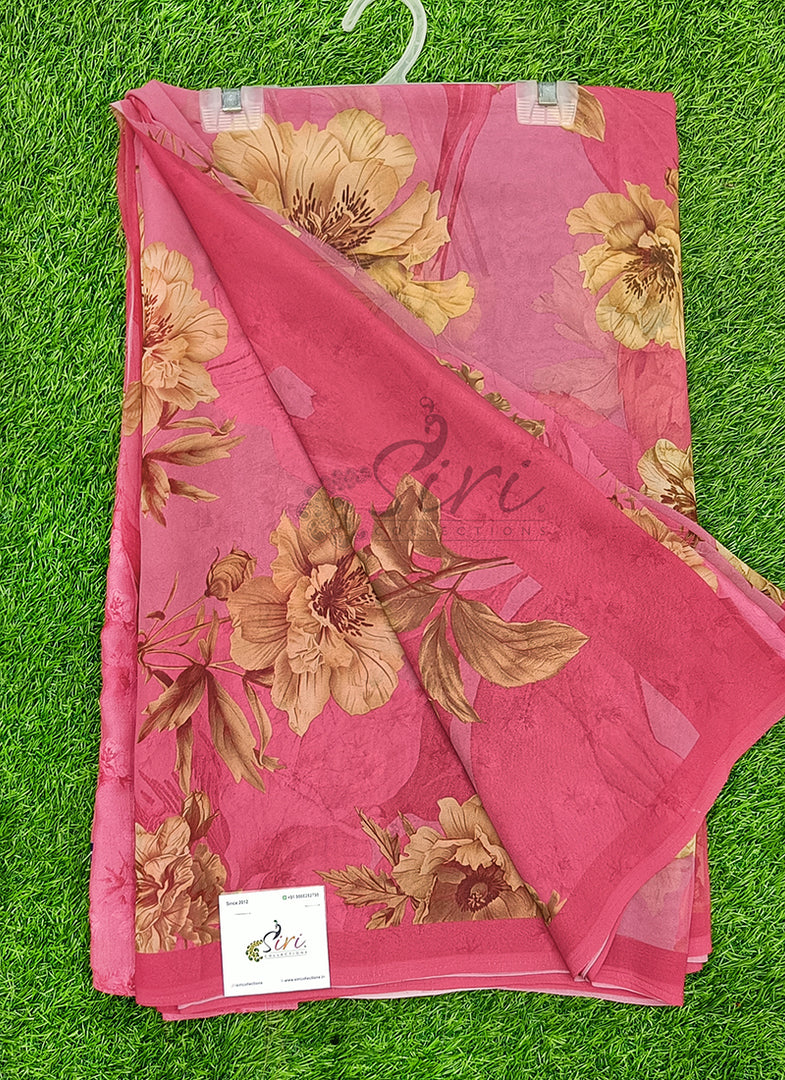 Latest Beautiful Digital Print Floral Georgette Saree